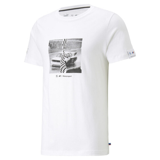Puma Bmw Mms Essential Car Graphic Crew Neck Short Sleeve T-Shirt Mens White Cas