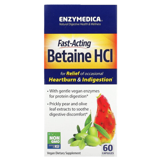 Капсулы Enzymedica Fast-Acting Betaine HCl, 60 штук