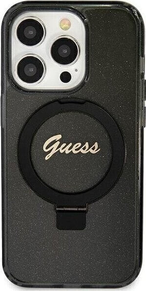 Guess Guess GUHMN61HRSGSK iPhone 11 / Xr 6.1" czarny/black hardcase Ring Stand Script Glitter MagSafe