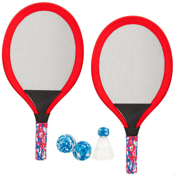 GENERICO Set 2 Tennis Rackets And Badmintong With Balls And Feather 49 cm