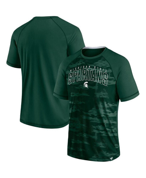 Men's Green Michigan State Spartans Arch Outline Raglan T-shirt