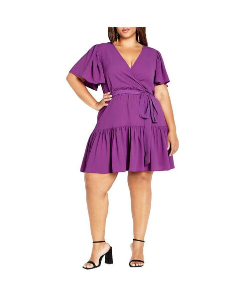 Plus Size Catherine Faux Wrap Mini Dress