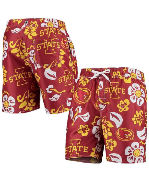 Men's Cardinal Iowa State Cyclones Floral Volley Swim Trunks