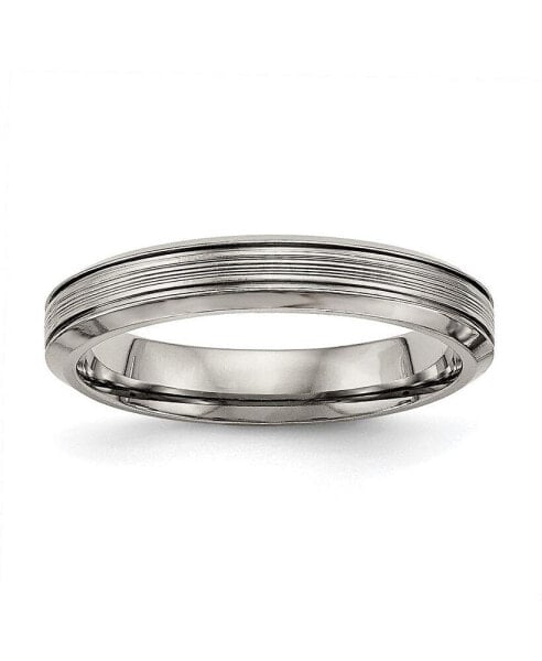 Titanium Polished Grooved Comfort Fit Wedding Band Ring