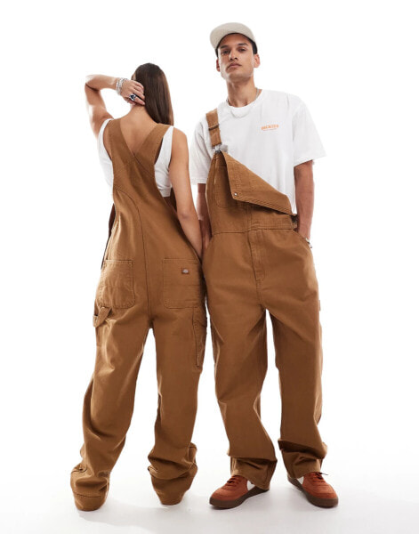 Dickies duck canvas dungarees in tan