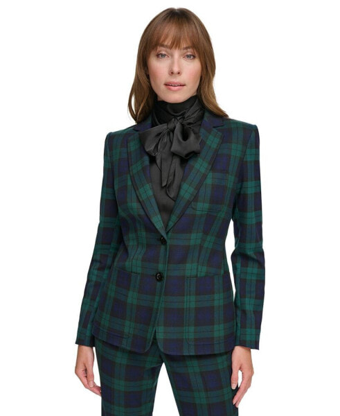 Women's Plaid Two-Button Blazer