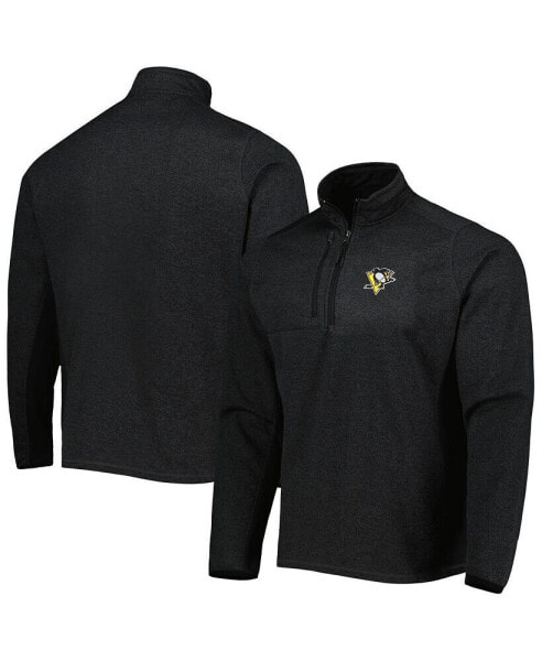 Men's Heathered Black Pittsburgh Penguins Course Quarter-Zip Jacket