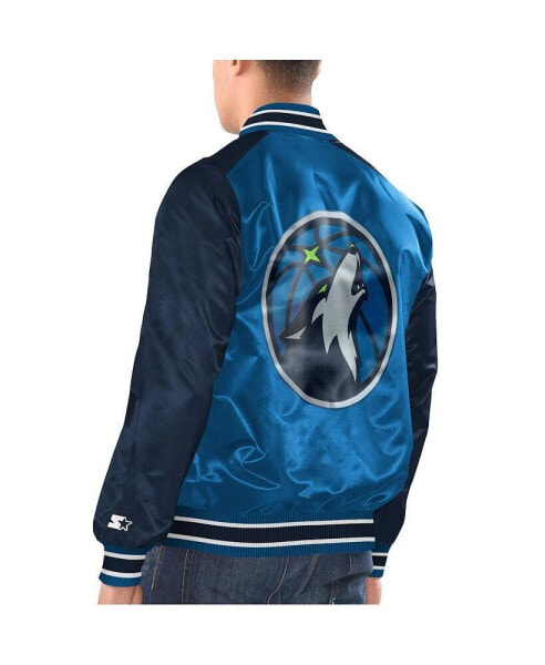 Куртка ветровка Starter мужская синяя/темно-синяя Minnesota Timberwolves Renegade Satin Full-Snap Varsity