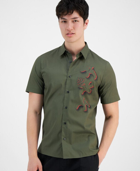 HUGO by Men's Logo Floral Shirt