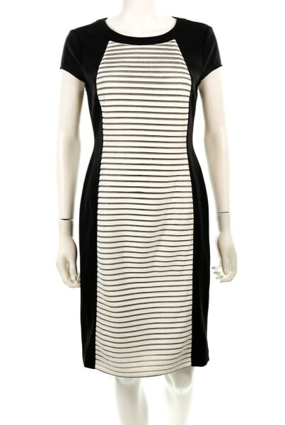 Maggy London 122910 Womens Black & White Short Sleeve Sheath Dress Size 12