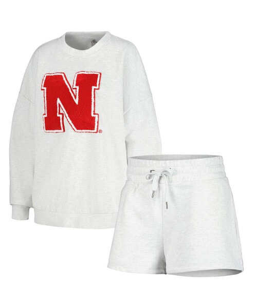 Пижама Gameday Couture набор "Усилие команды" с футболкой и шортами Nebraska Huskers для женщин.
