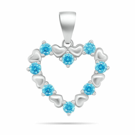 Gentle silver pendant with light blue zircons PT19WA