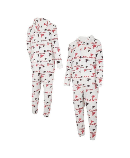 Men's White Atlanta Falcons Allover Print Docket Union Full-Zip Hooded Pajama Suit