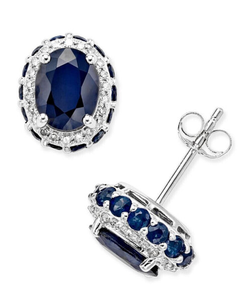 Серьги Macy's Blue & White Sapphire Oval Stud