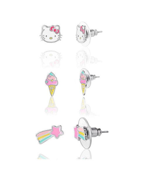 Sanrio Star, Ice cream Stud Earrings Set - 3 Pairs, Officially Licensed