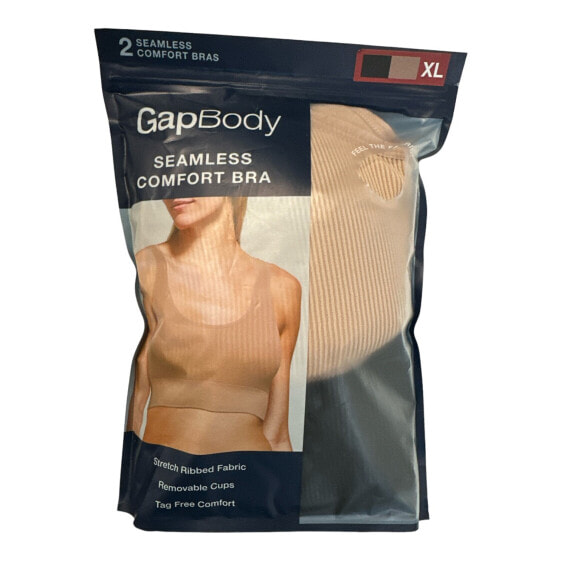 GapBody Women's 2-Pack Stretch Ribbed Tagless & Seamless Comfort Bras