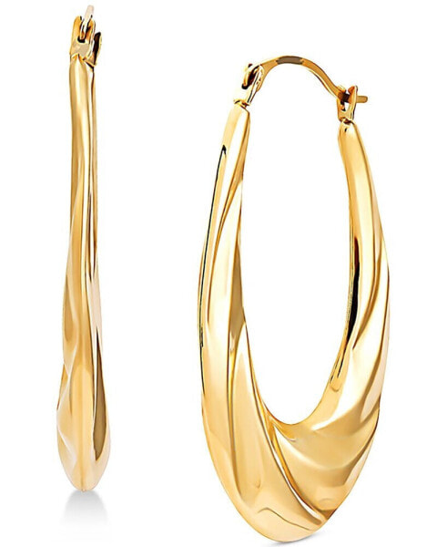 Swirl Oval Hoop Earrings in 14k Gold