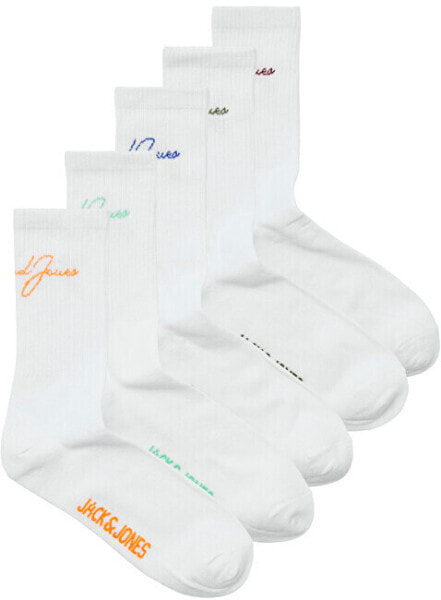 5 PACK - pánské ponožky JACLUKAS 12259024 White