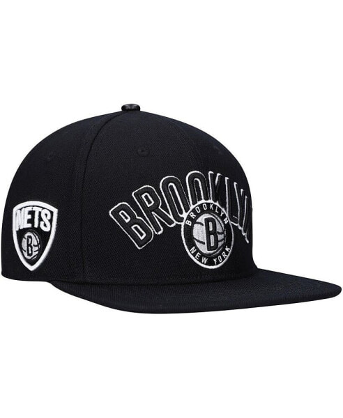 Men's Black Brooklyn Nets Wordmark Logo Snapback Hat