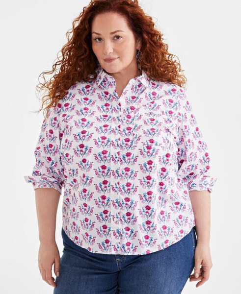 Style & Co Plus Size Cotton Button Down Shirt, Created for Macy's