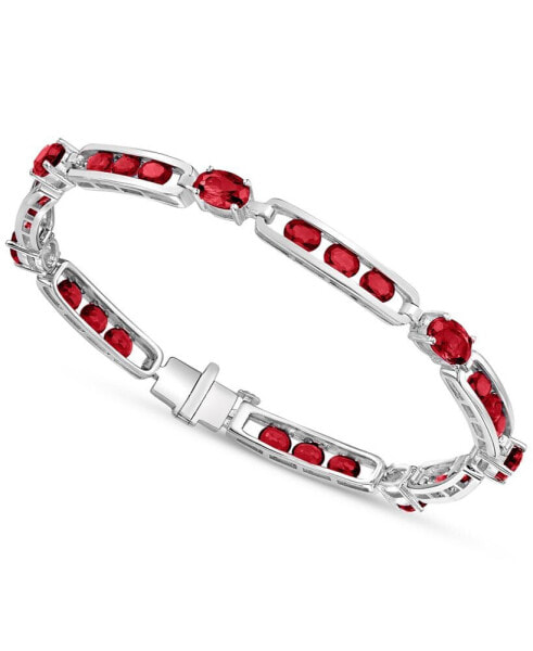 Synthetic Ruby Link Bracelet in Sterling Silver (Also in Synthetic Sapphire)