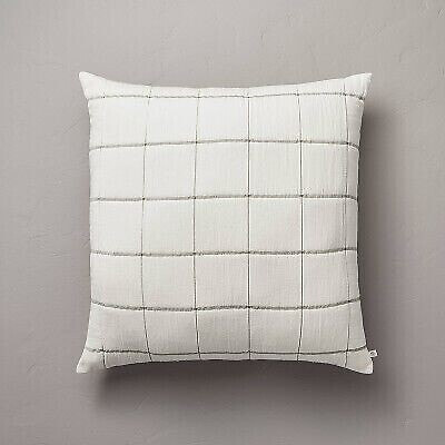 26"x26" Grid Lines Matelassé Euro Bed Pillow Cream/Sage - Hearth & Hand with