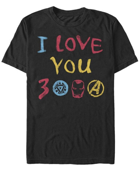 Marvel Men's Avengers Endgame Iron Man Hand Drawn I Love You 3000, Short Sleeve T-shirt