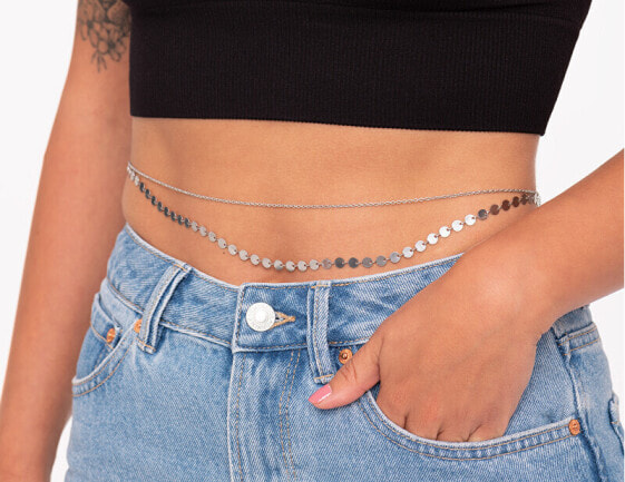 Modern double steel chain on the waist