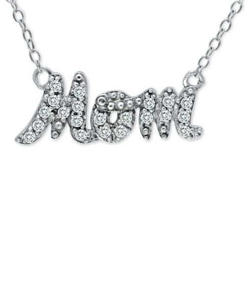 Cubic Zirconia "Mom" Nameplate Necklace in 18k Gold-Plated Sterling Silver, 16" + 2" extender, Created for Macy's (Also available in silver)