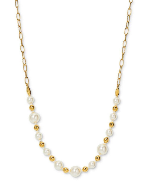 AJOA by 18k Gold-Plated Imitation Pearl Statement Necklace, 16" + 2" extender