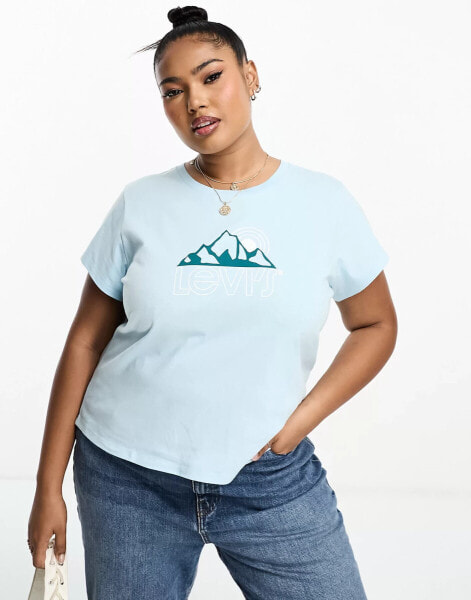 Levi's Plus t-shirt in blue with mountain logo