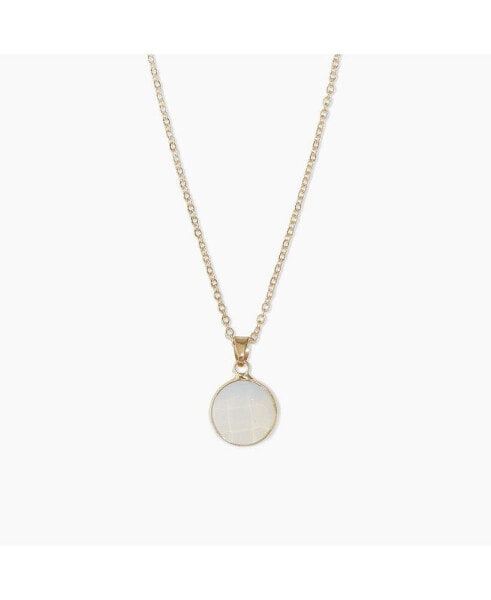 Round Opalite Pendant Necklace Gold