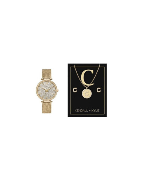 Часы и аксессуары KENDALL + KYLIE Женские наручные часы из золотистого металлического сплава с браслетом 38 мм Gift Set