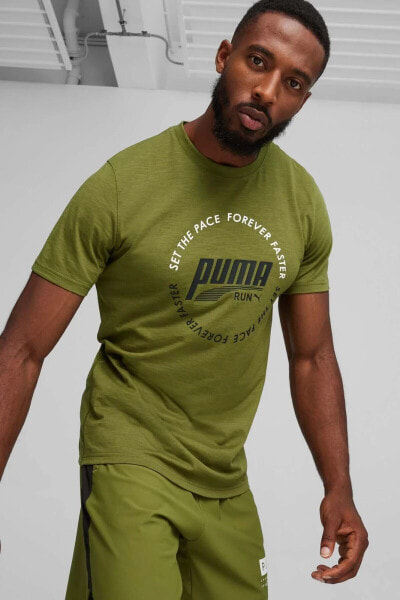 MEN"S GRAPHIC RUN EMBLEM Yeşil Erkek Kısa Kol T-Shirt