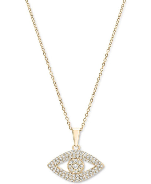 Diamond Evil Eye Pendant Necklace (1/4 ct. t.w.) in 10k Gold, 17" + 1" extender, Created for Macy's