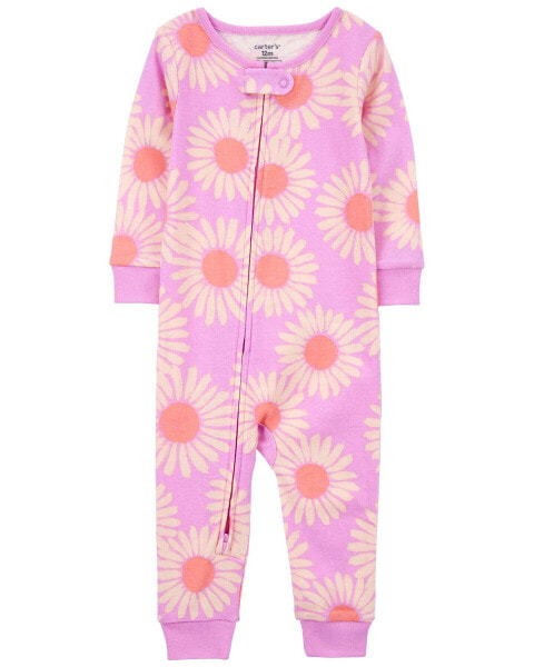 Toddler 1-Piece Daisy 100% Snug Fit Cotton Footless PJs 5T