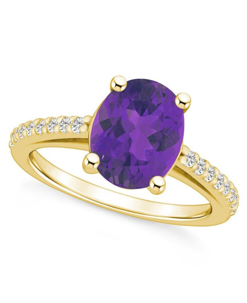 Amethyst (2-1/2 ct. t.w.) and Diamond (1/4 ct. t.w.) Ring in 14K Yellow Gold