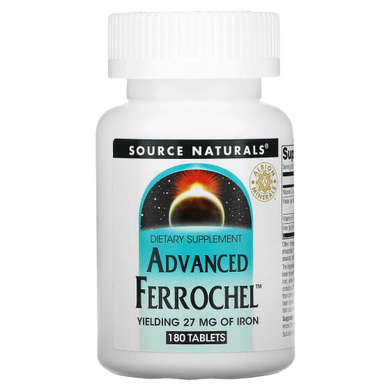 Витамины и минералы Железо Source Naturals Advanced Ferrochel, 180 таблеток.