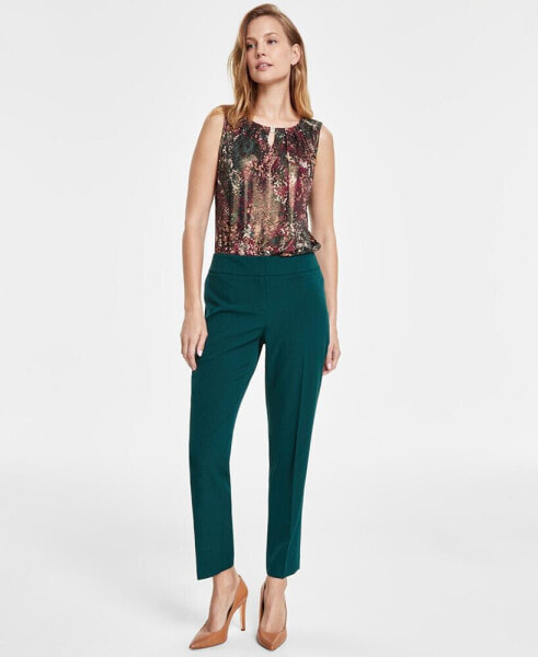 Petite Slim Straight-Leg Mid-Rise Ankle Pants