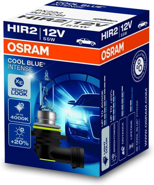 Osram Cool Blue Intense HIR2 Halogen Headlight Bulb, 9012CBI 12 V Car, Folding Box (Pack of 1)