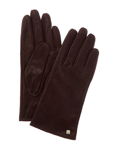 Bruno Magli Cashmere-Lined Metallic Suede Gloves Women's