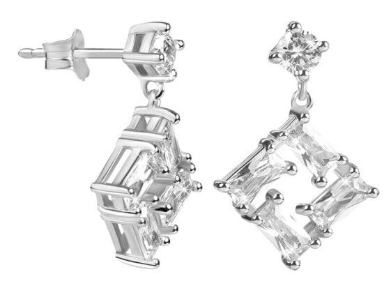 Ladies silver earrings with zircons SC335