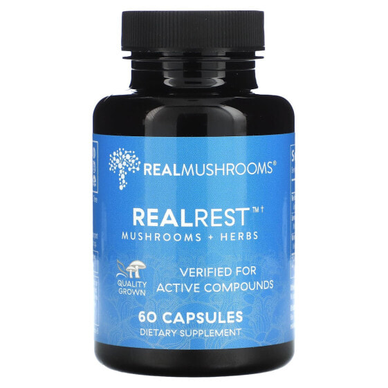 БАД Real Mushrooms RealRest, Грибы и Травы, 60 Капсул