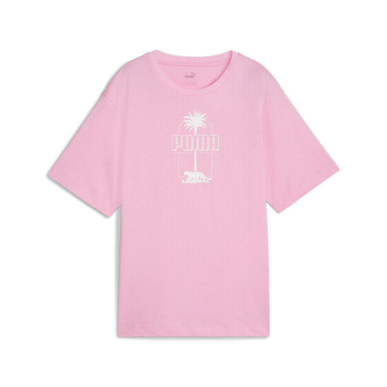 Puma Ess+ Palm Resort Graphic Crew Neck Short Sleeve T-Shirt Womens Pink Casual