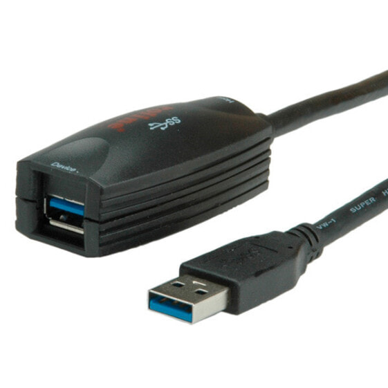 ROLINE USB 3.0 Active Repeater Cable 5 m - 5 m - USB A - USB A - Black