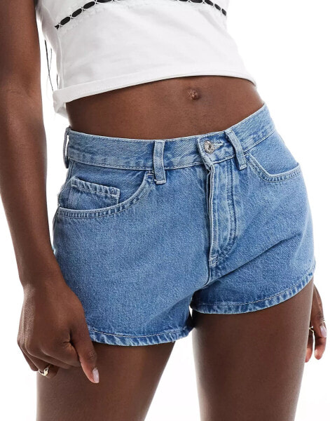 Mango micro denim short in light blue