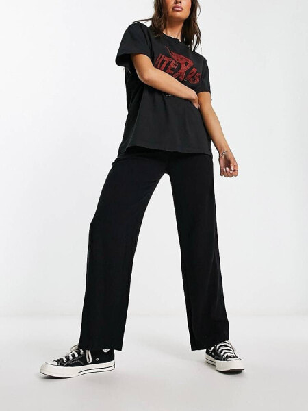 Weekday Lilah linen mix trousers in black