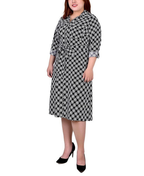 Plus Size Printed Shirt Dress