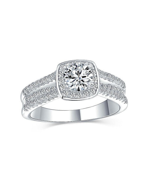 Кольцо Bling Jewelry 2CT Clear CZ Halo Russell Square