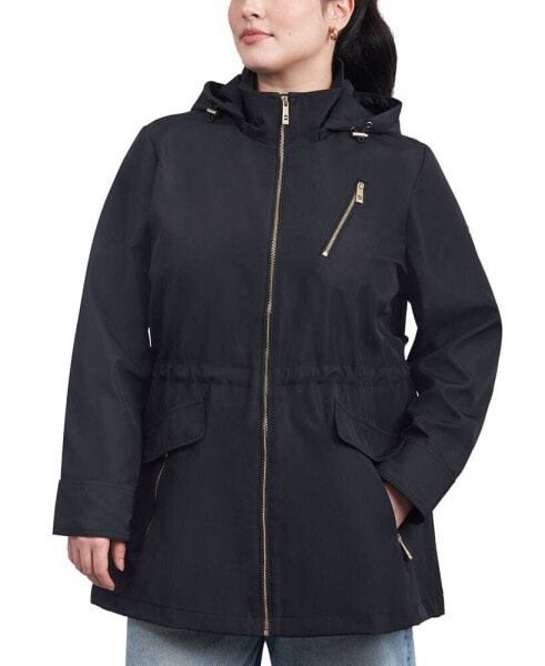 Women's Plus Size Hooded Water-Resistant Anorak Coat